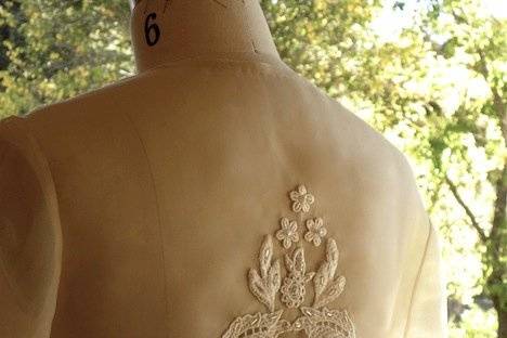 Venise Lace and Champagne Silk Organza Wedding Jacket