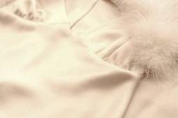Silk Crepe Back Satin Vintage Style Gown with Ostrich Collar