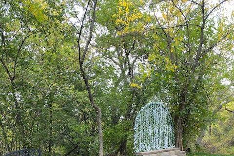 Stage area for outdoor wedding