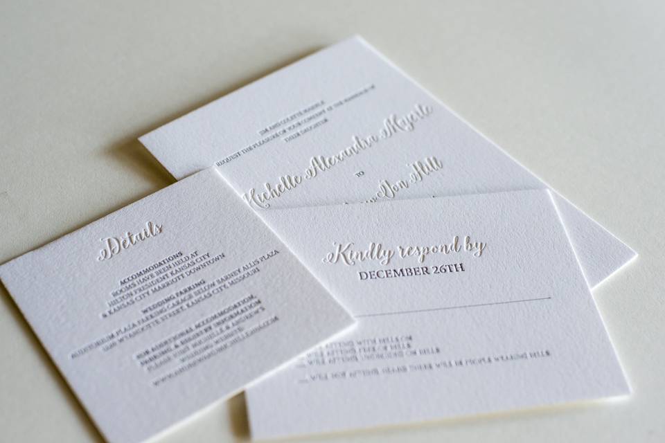 Letterpress wedding invitation