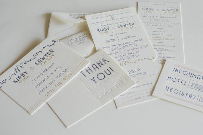 Letterpress wedding invitation