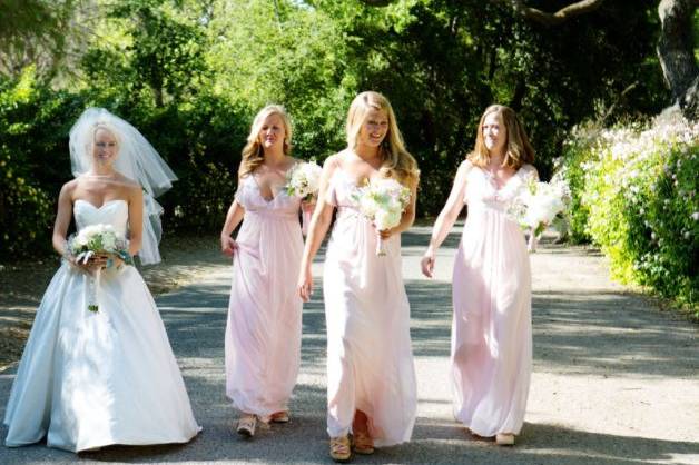 Bride with her bridesmaids