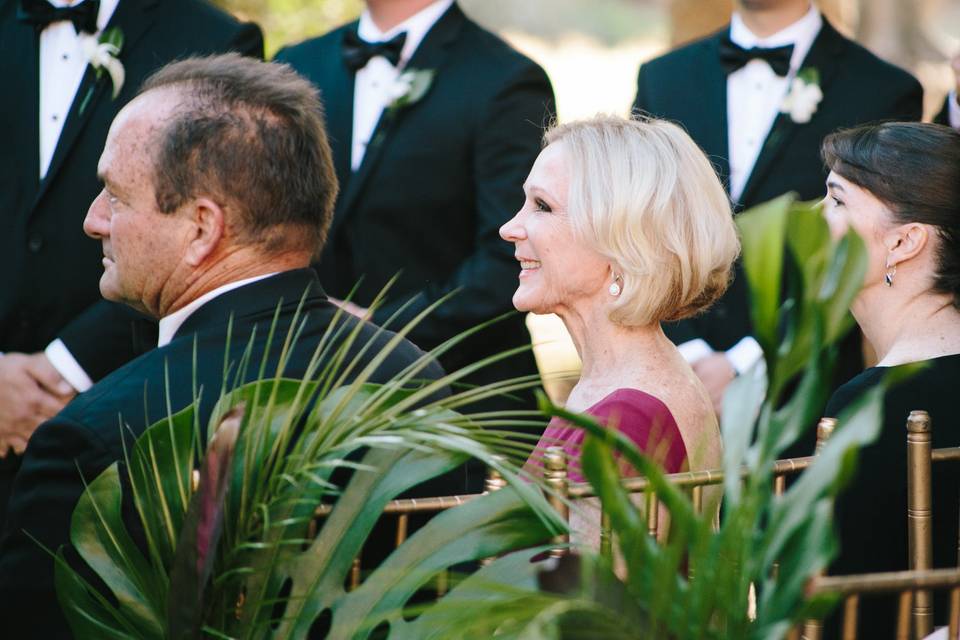 Tropical florals at reception