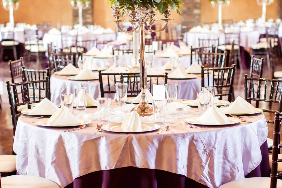 Table setup with centerpiece