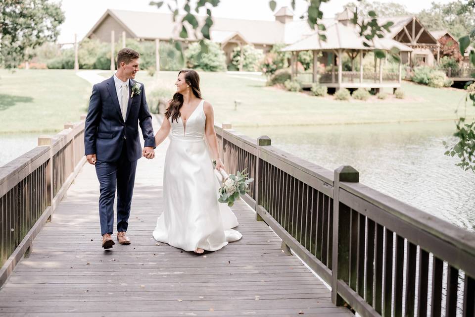 Newlyweds on Footbridge