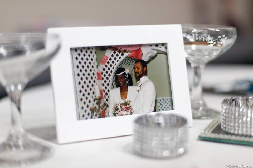 Framed photo of newlyweds