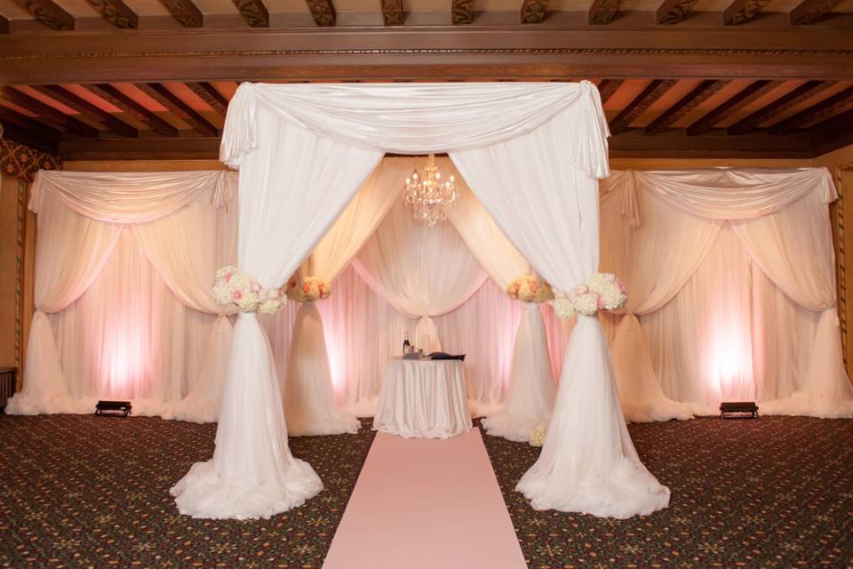 Chuppah, backdrop, lighting