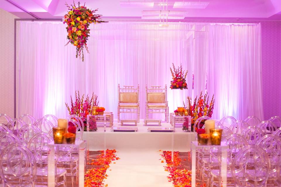 Mandap, backdrop, lighting