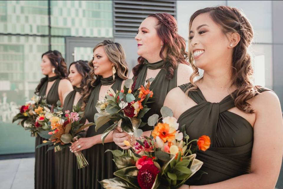 Smiling bridesmaids