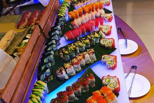 Sushi buffet display