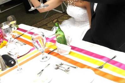 The Bride and Groom toasting.