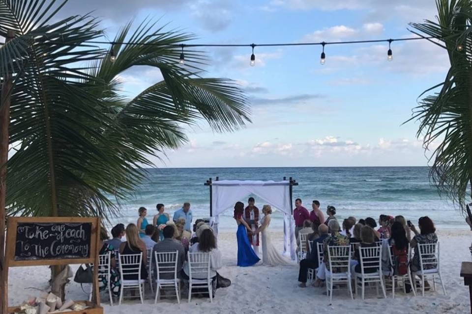 Beach wedding ceremony