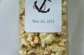 Custom popcorn favors by Popsations Popcorn Company.