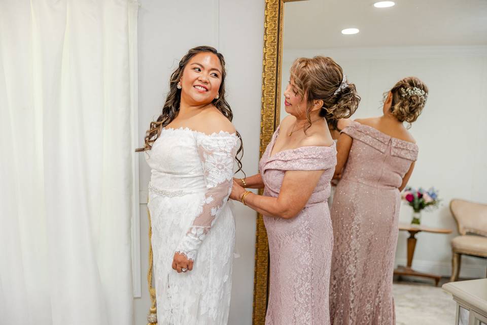 Bride getting ready