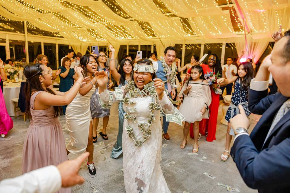 Bride during money dance