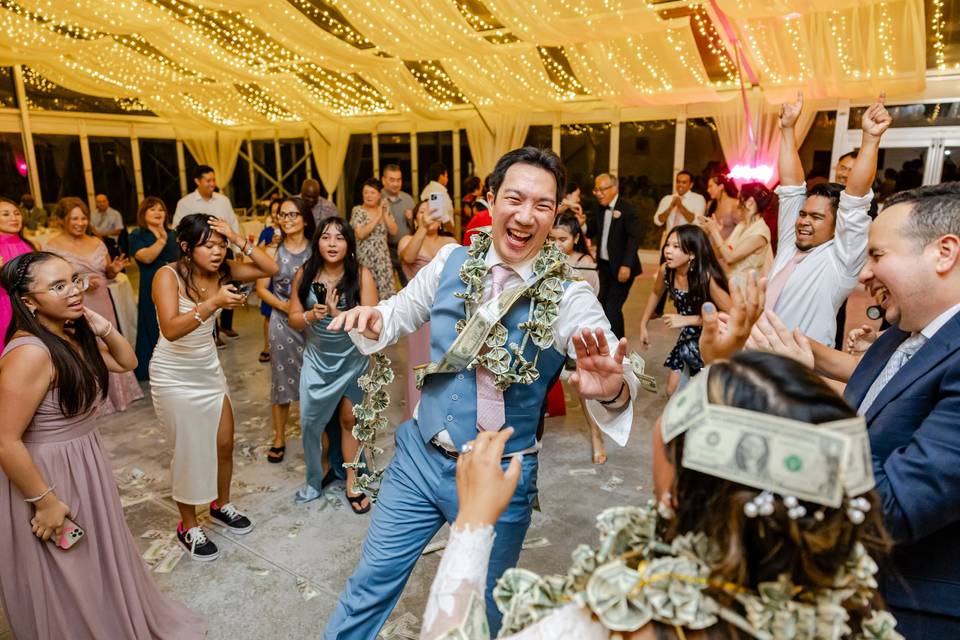 Groom during money dance