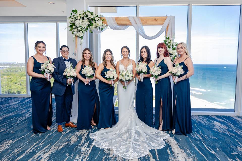 Bride with bridesmaids