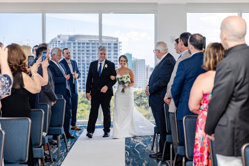 Father giving bride away