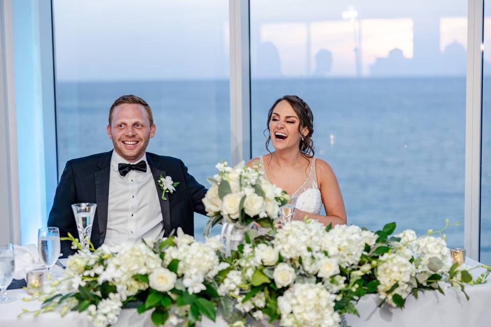 Bride and groom reaction