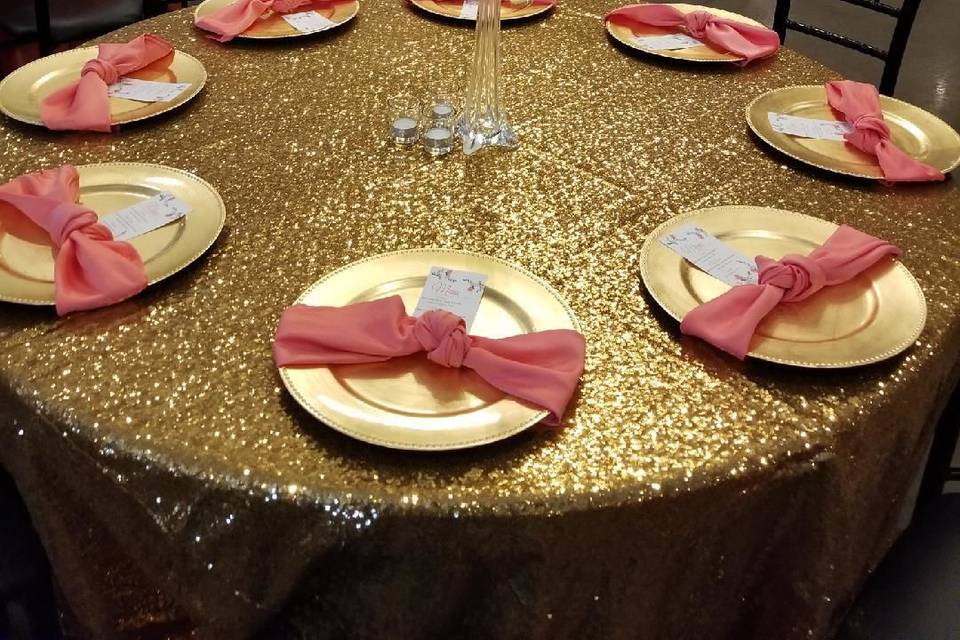 Gold table cloths