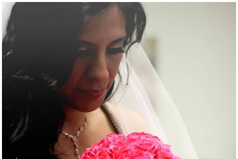 Bride and bright bouquet