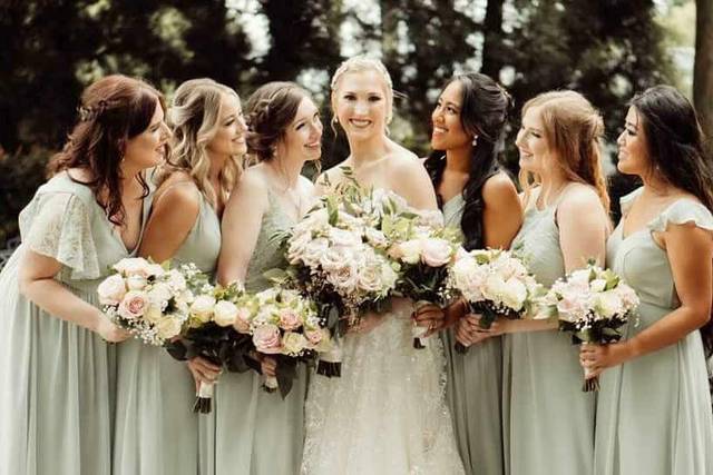 Doting bridesmaids