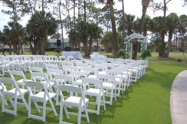 Outdoor wedding setup