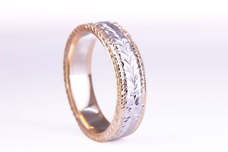 Hand engraved wedding ring