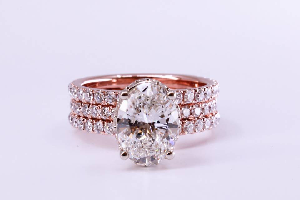 Rose Gold Wedding Ring Set