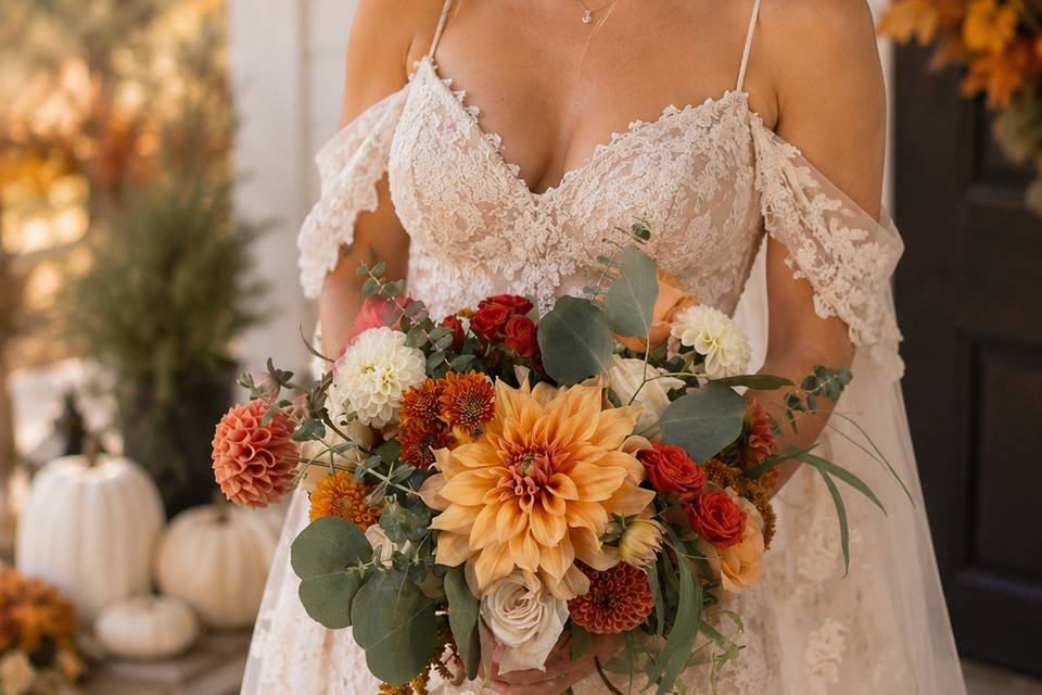 Fall Dahlia Bridal Bouquet