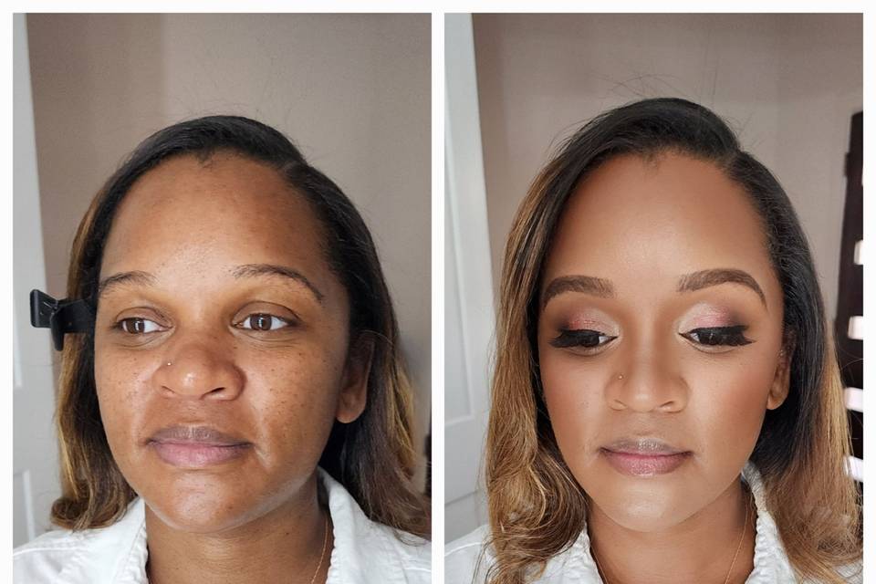 Natural makeup before & after