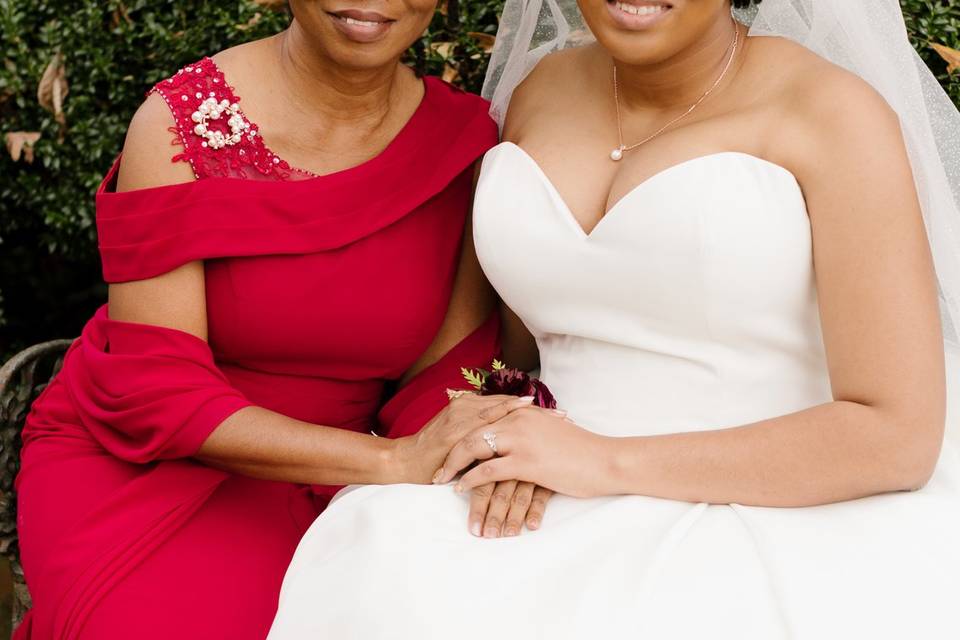 Bridal makeup on mom and bride