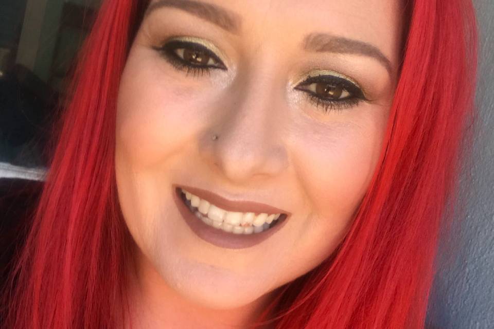 Nude look to contrast bright red hair