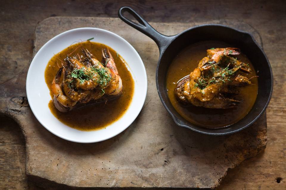 BBQ shrimp and garlic toast