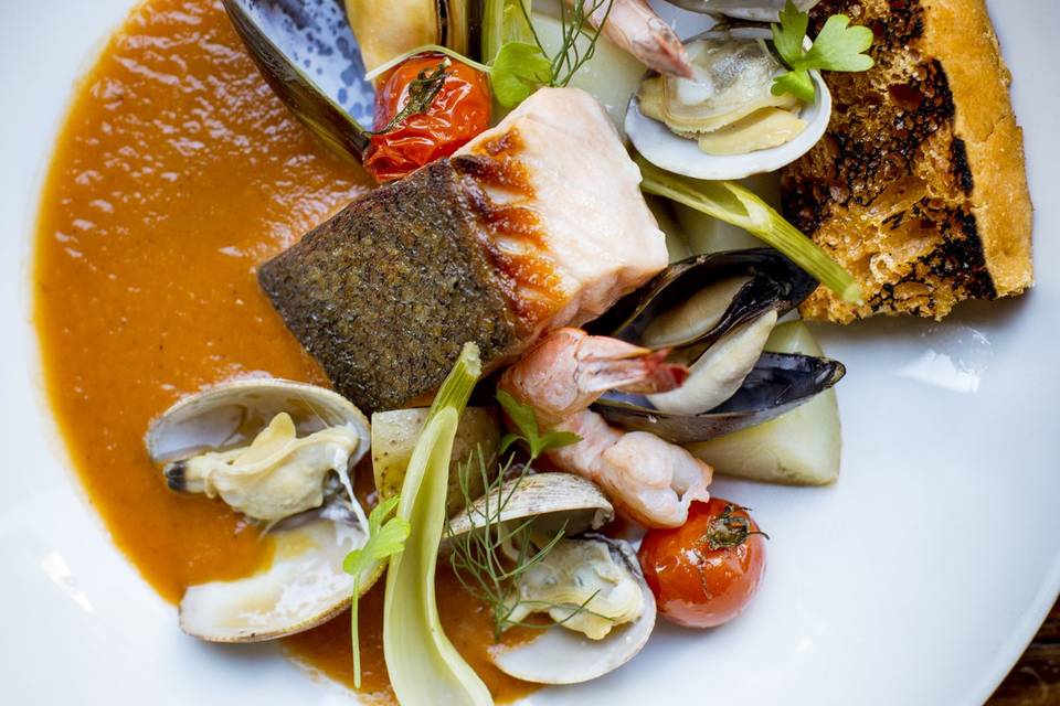 Cod with bouillabaisse