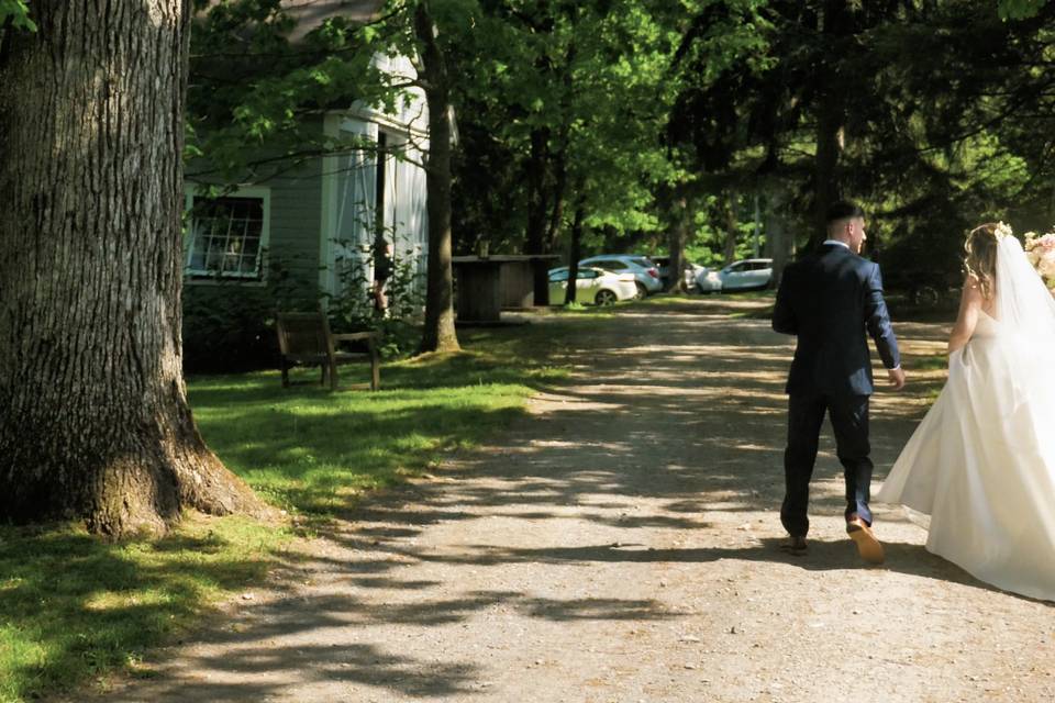 Walking from the ceremony