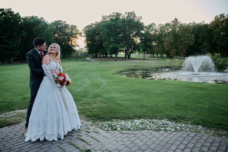 Bride and Groom at Sunset