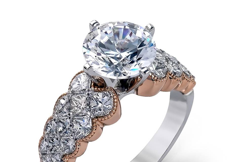 Style	MR2422	<br>	18K white and rose gold ring comprised of 1.35ctw princess diamonds.