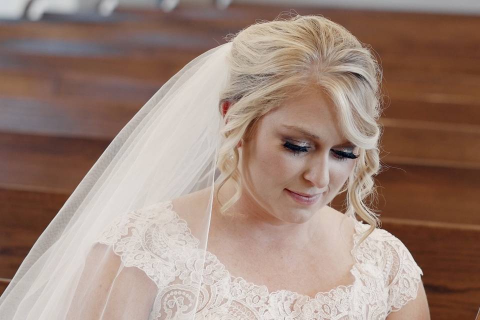 Bride reading letter