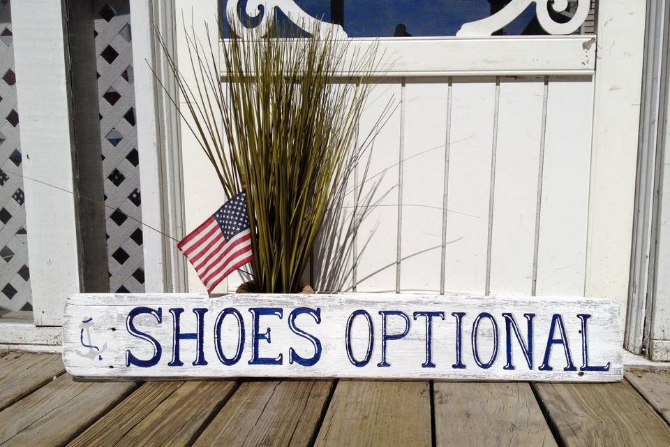 Perfect for a wedding on the beach. Display this sign on a post next to a basket full of flip flops for your guests.