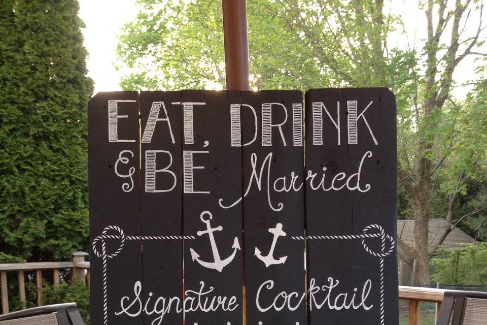 Bar Menu chalkboard sign. $150