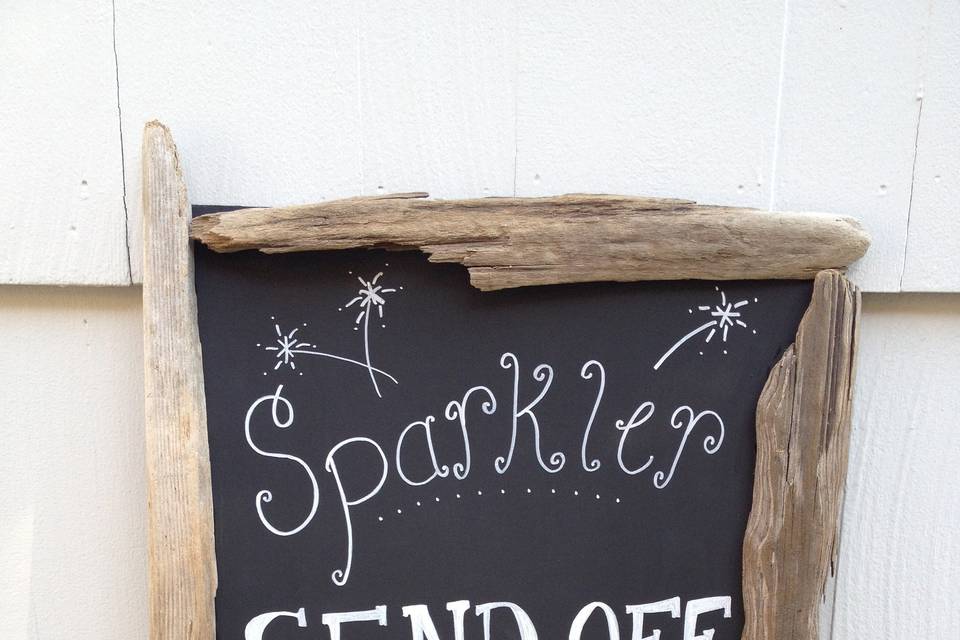 Sparkler Send Off sign