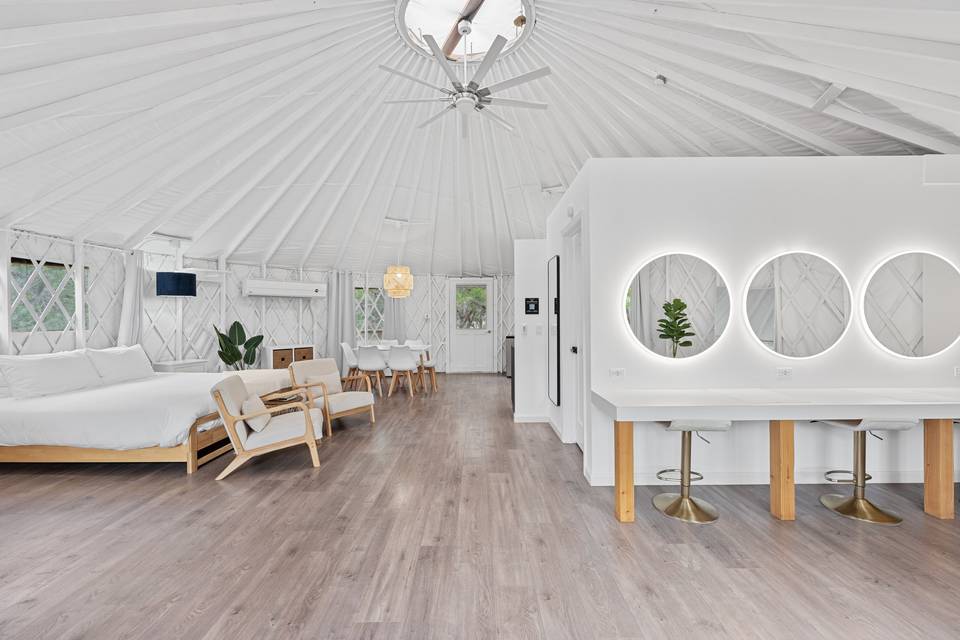 Eco-yurt's living room