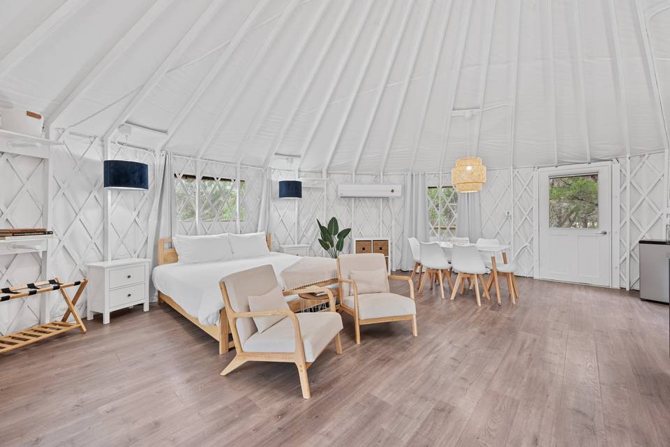 Eco-yurt's living room