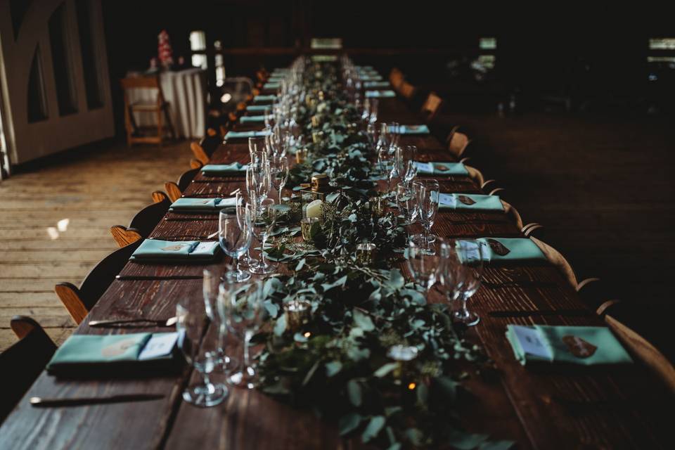 Farm Tables and Greenery