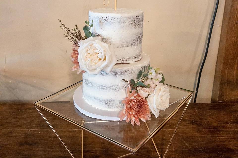 Semi naked tiered cake