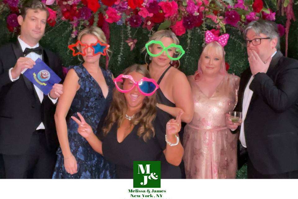 Wedding guests with props