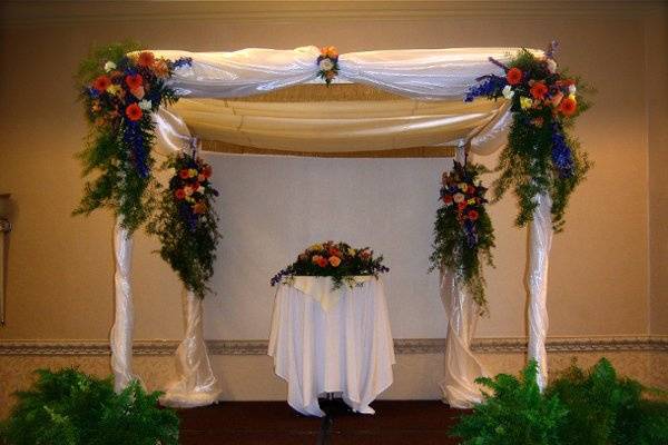 Floral arch and altar decor