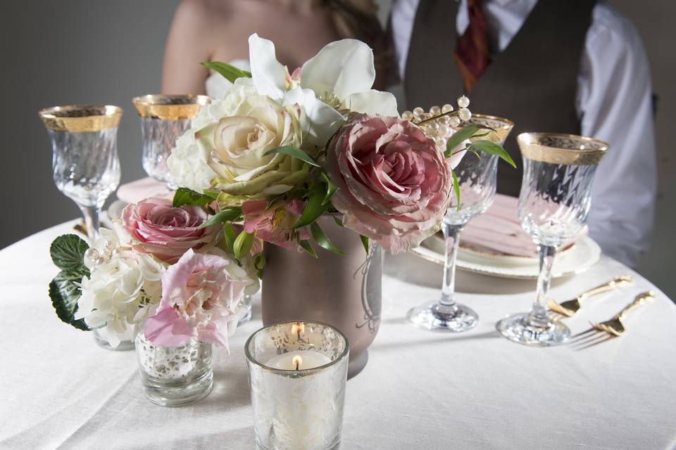 Newlyweds' reception table