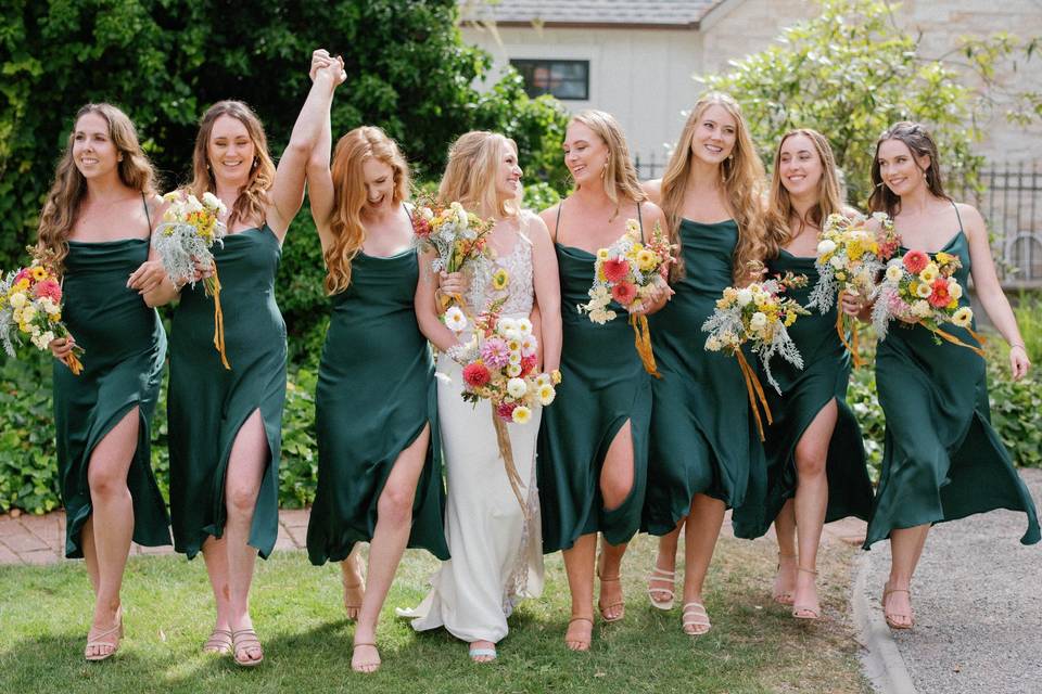 Wedding party in green